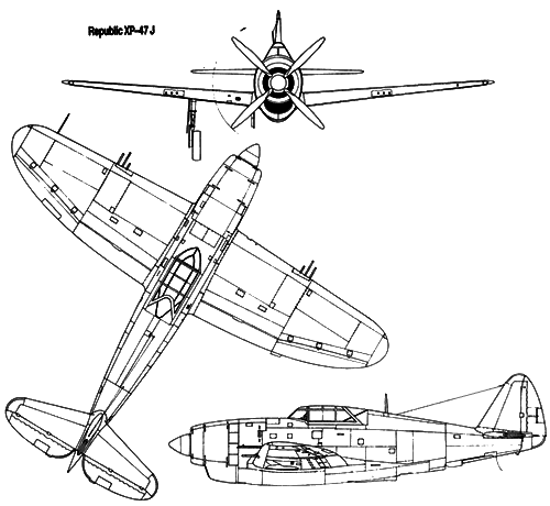 Схема опытного истребителя Republic XP-47J