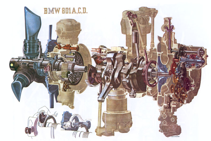 Двигатели брамо-Фафнир-323а-1. BMW 801 engine.