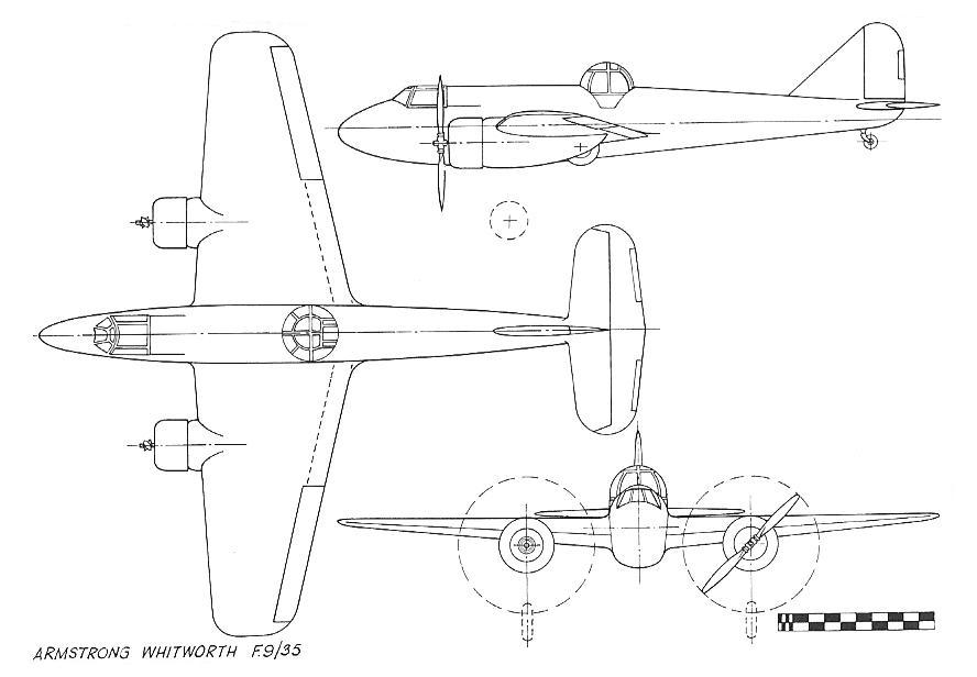 Проект турельного истребителя Armstrong Whitworth F.9/35. Великобритания