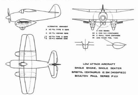 Проекты британских штурмовиков времен Второй Мировой войны. Проект штурмовика Boulton Paul P.101