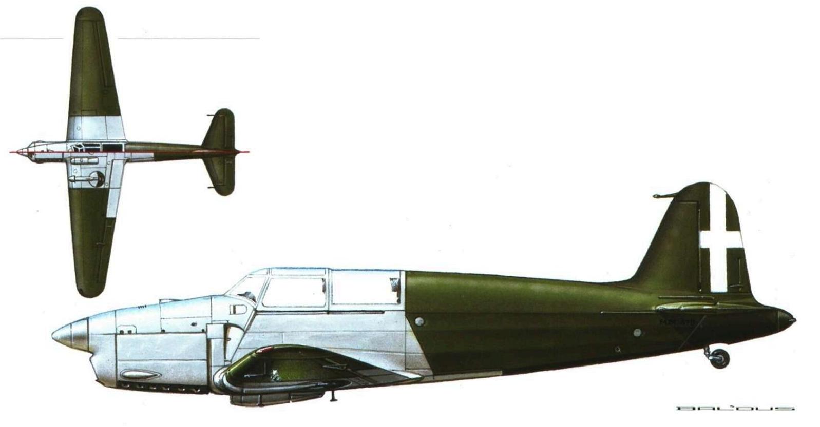 Опытный пикирующий бомбардировщик Caproni Ca.355 Tuffo. Италия