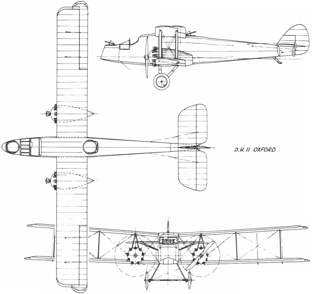 Airco DH.10. Airco DH.2. Airco DH.11 Oxford. Де Хэвилленд вампир чертежи.