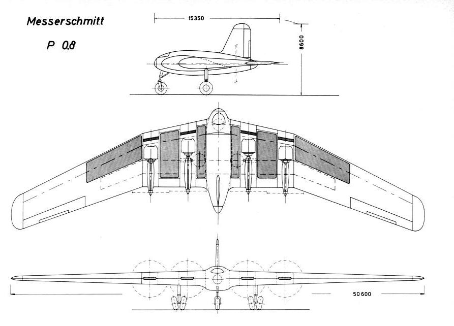 Проект дальнего тяжелого бомбардировщика Messerschmitt P 0.8. Германия