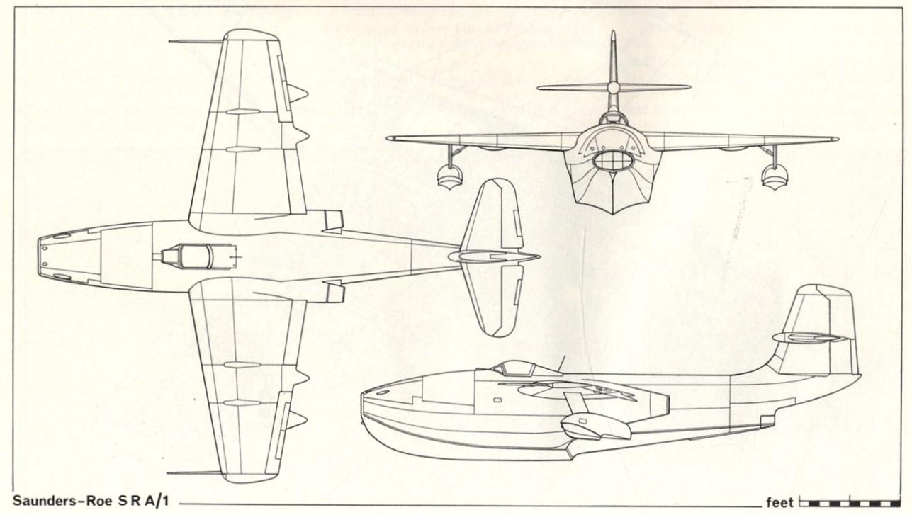 Экспериментальный истребитель-летающая лодка Saunders-Roe SR.A/1. Великобритания