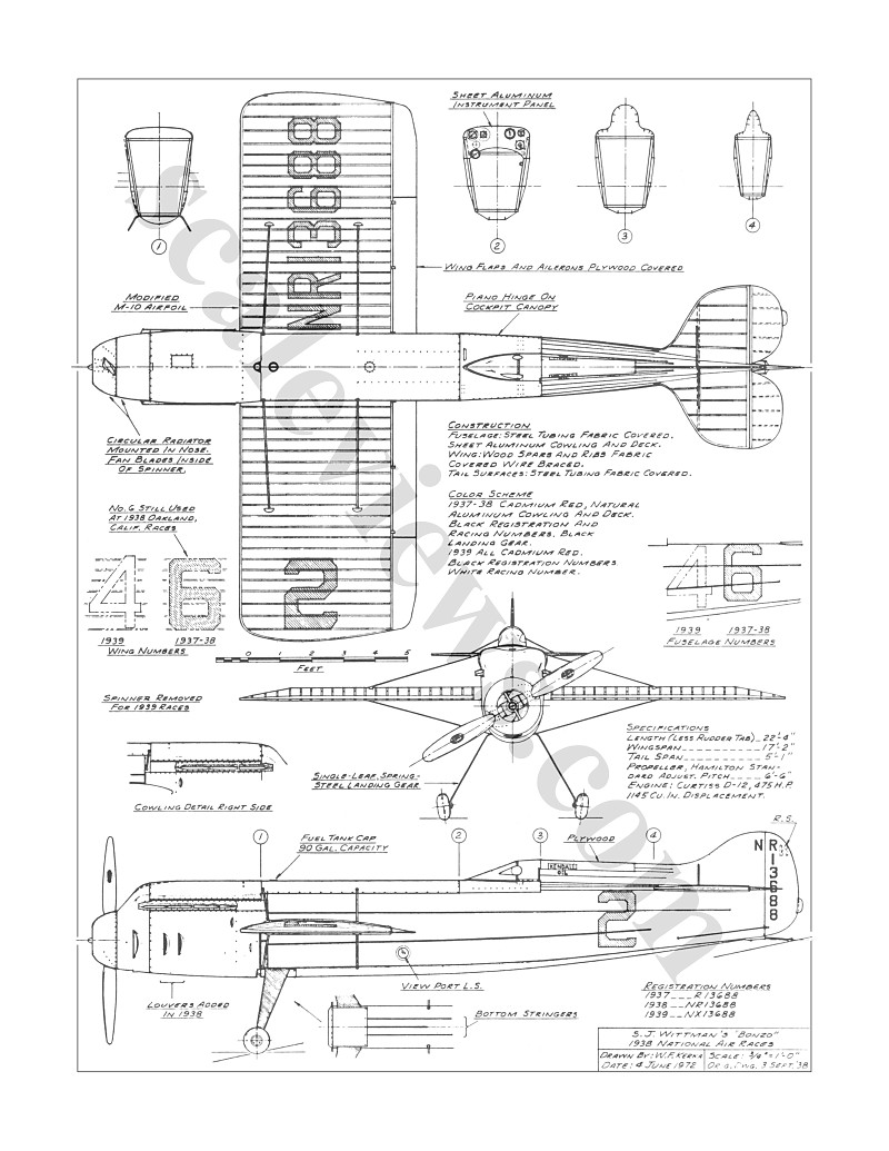 Сильвестр Уиттман и его гоночный самолет Wittman D-12 Bonzo. США