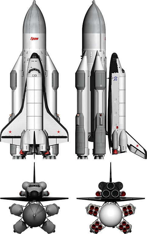 Советская копия шаттла - многоразовая космическая система  с орбитальным самолетом ОС-120