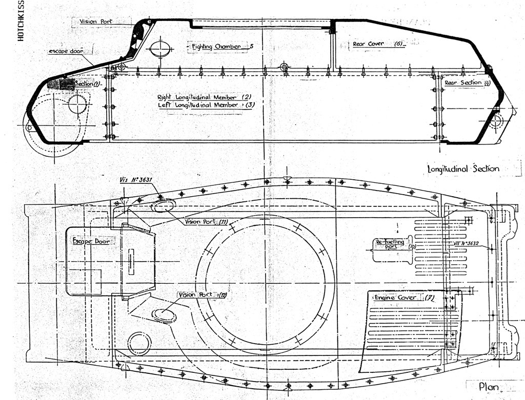 Схема корпуса танка, на которой хорошо видно, из каких деталей он состоит, и как детали соединяются друг с другом