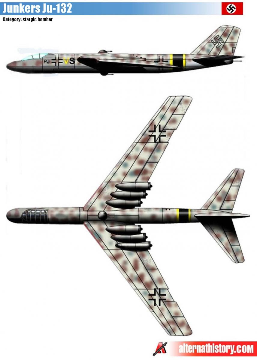 Послевоенные стратегические бомбардировщики Третьего Рейха - Junkers Ju-132 и Ju-1132
