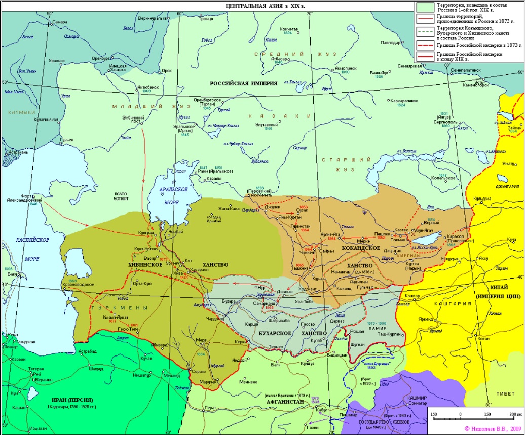 Карта Центральной Азии в 19 веке