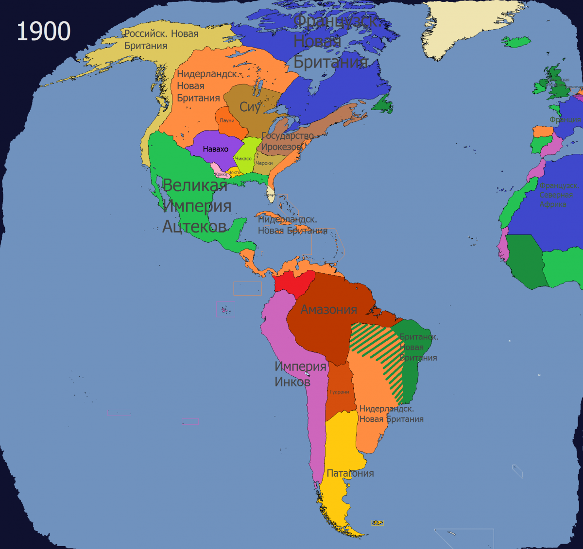 Карта Америке в мире индейских империй 