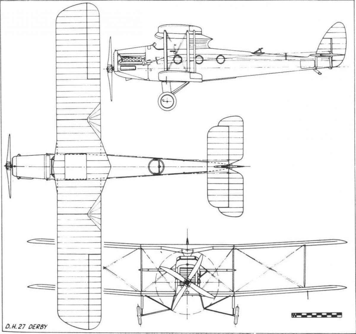 схема тяжелого дальнего бомбардировщика de Havilland D.H.27 Derby