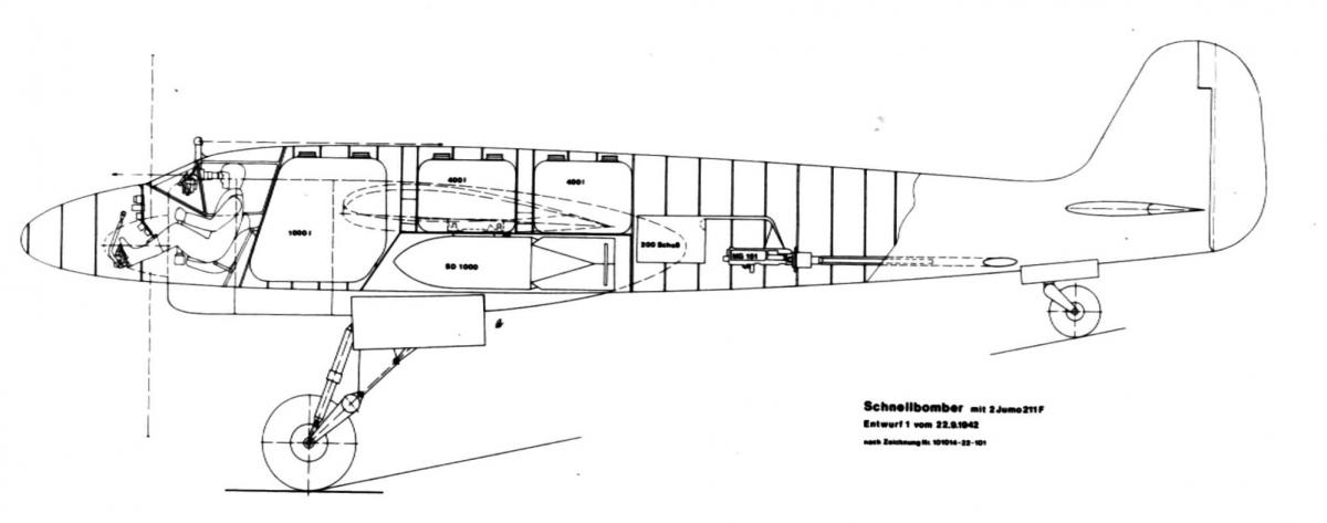 Немецкий взгляд на тяжелый истребитель Focke-Wulf Ta-154. Часть 2 Предварительные проекты скоростного бомбардировщика и ночного истребителя с двумя двигателями Jumo-211 F