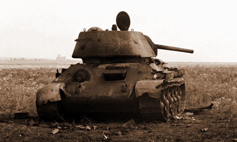 Сгоревший под Прохоровкой Т-34 одного из корпусов 5-й гвардейской танковой армии