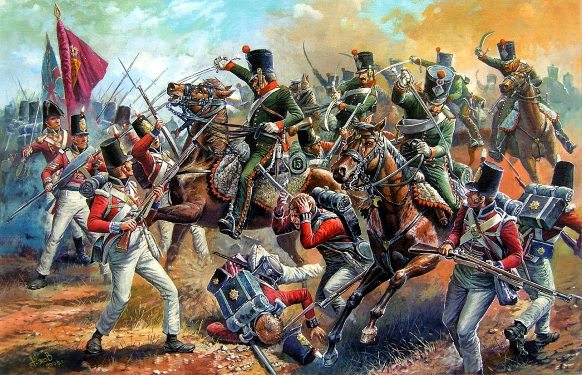 английская пехота отражает атаку французской кавалерии