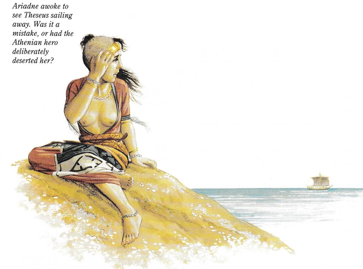 Ариадна, брошенная Тесеем на острове Наксос; рисунок Питера Конолли