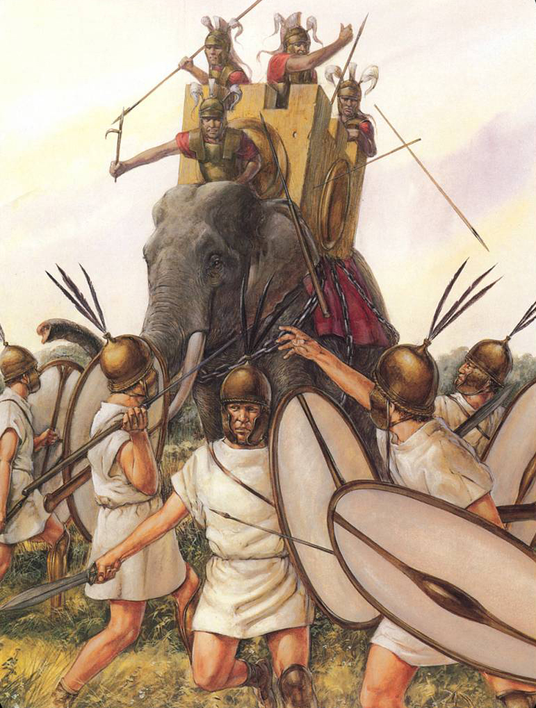 легионеры бегут от слонов Пирра