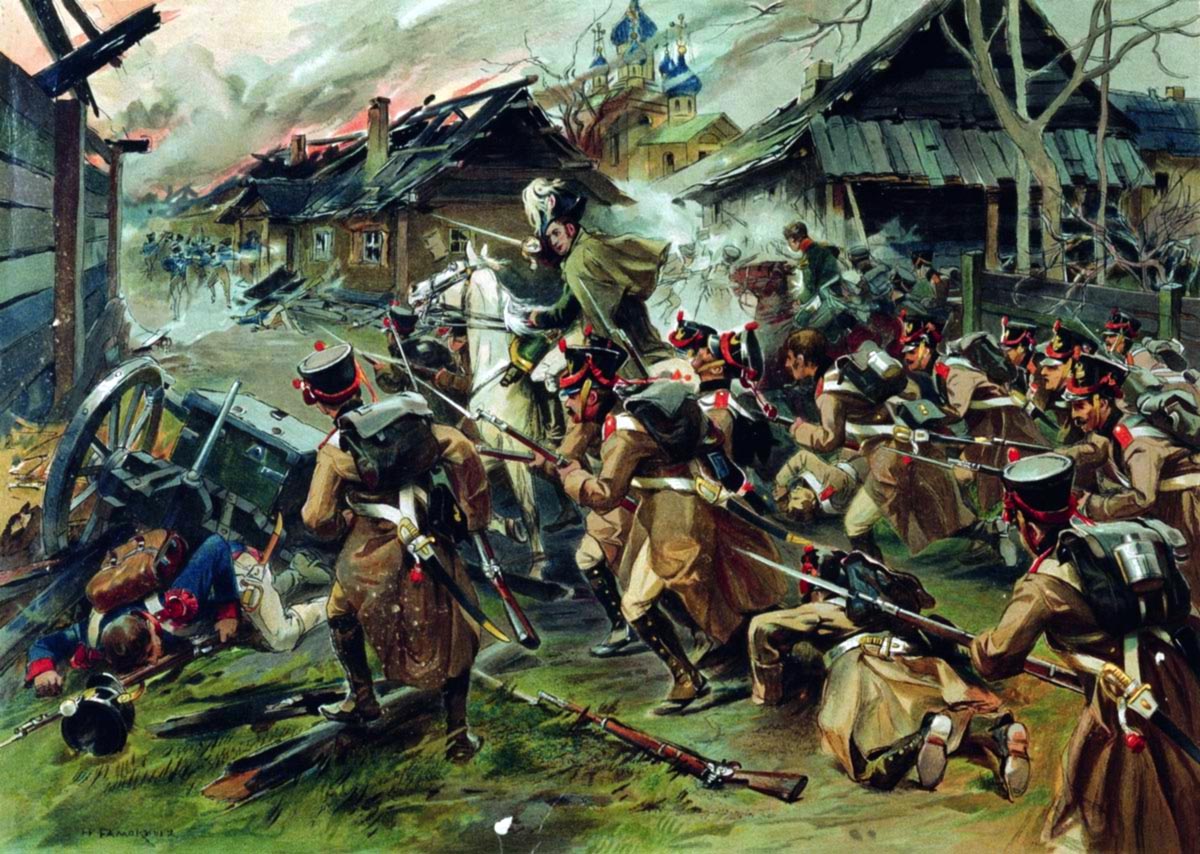 Контратакует русская пехота, рисунок Николая Самокиша.