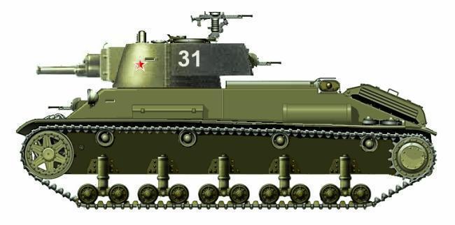 (Танк Т-28М2 вып. 1938 г. 25 т. Броня 45-35 мм. Двигатель М-17Т-2 – 500 л.с. Скорость 45 км/ч. Запас хода 200 км.  Вооружение – 76,2 мм 26-калиберная пушка Л-10 обр. 37 г. 4 пулемёта ДТ-29. Экипаж 4 человека)