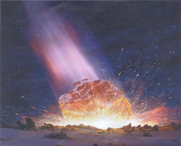 Удар астероида по поверхности Марса (фантазия художника)