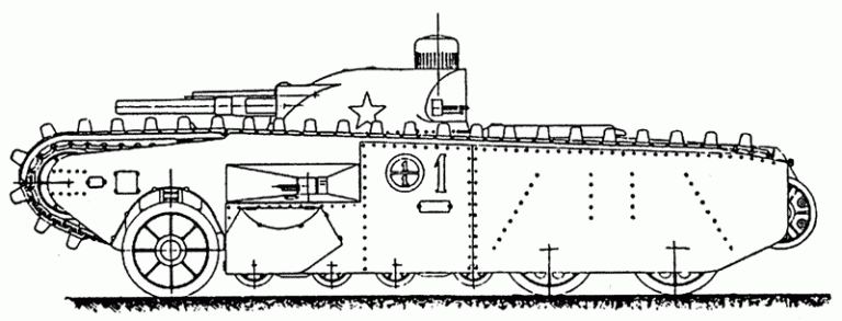 Боковая проекция ТА-3 на колёсном ходу