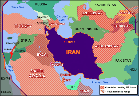 Карта россии и ирана на карте