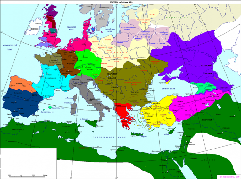 Карта Европы и северной Африки в МИМиМИ на конец 8-го века