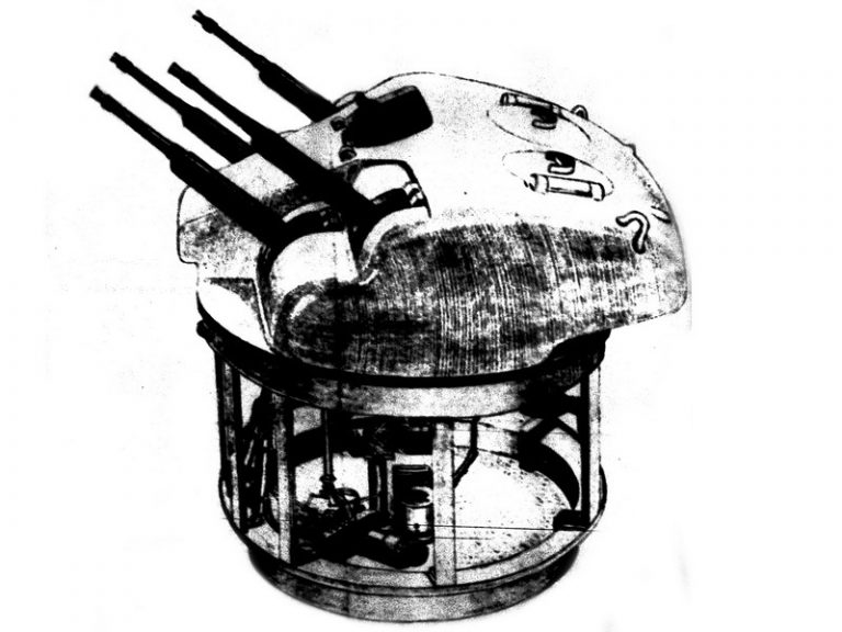 Рисунок башни и подбашенной корзины «Скинка», сделанный членом американской комиссии