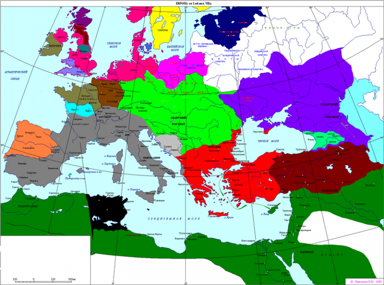 Карта Европы и северной Африки в МИМиМИ на начало 9-го века