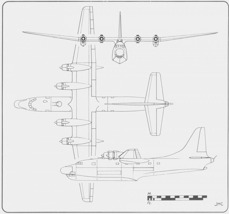 Схема проекта противолодочной летающей лодки Breguet 764 ASM