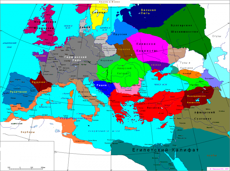 Карта Европы в 11 веке