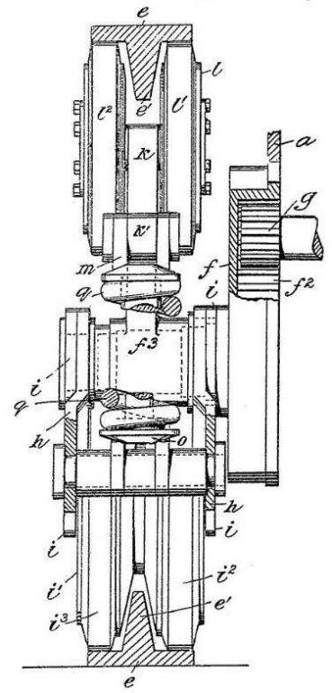 Устройство тележки подвески опорных катков. Разрез 2 – 2 (рисунок из патента Дж. У. Кристи).