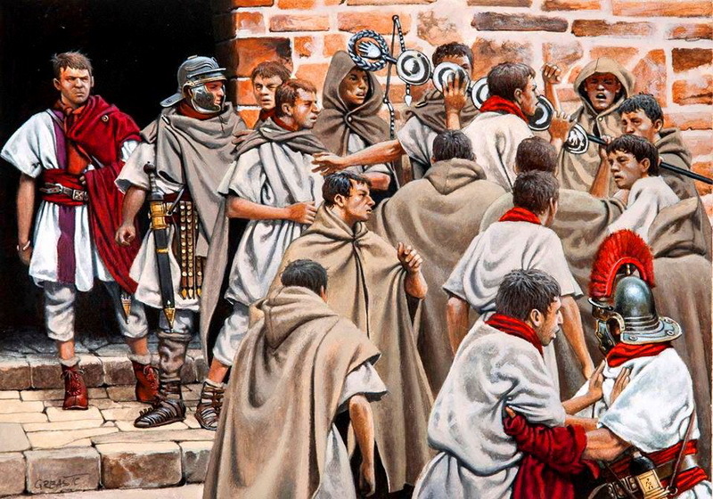 Сцена мятежа в римской армии. Реконструкция З. Грбашича
