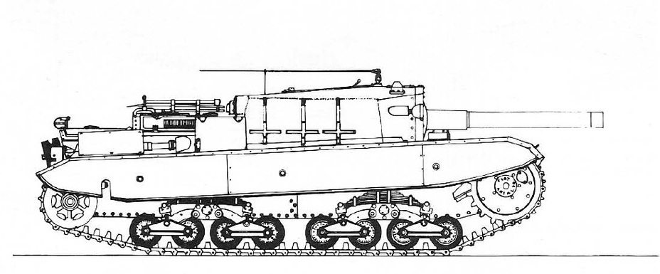Схема САУ Semovente da 105/25. Pignato N. Semovente da 105/25 su scarfo M43 // Bellona. – 1974. – №36