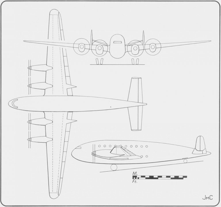 Схема проекта пассажирского самолета Breguet 840 с силовой установкой в виде восьми двигателей Hispano-Suiza 12 Z