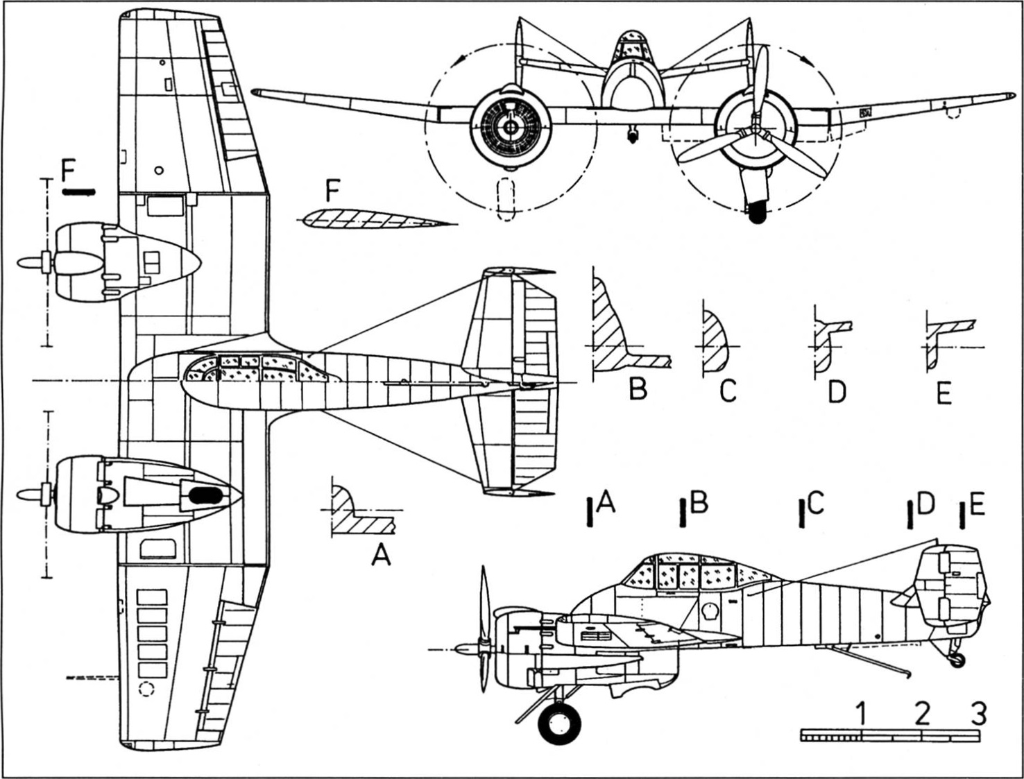 схема прототипа палубного истребителя Grumman XF5F-1 Skyrocket