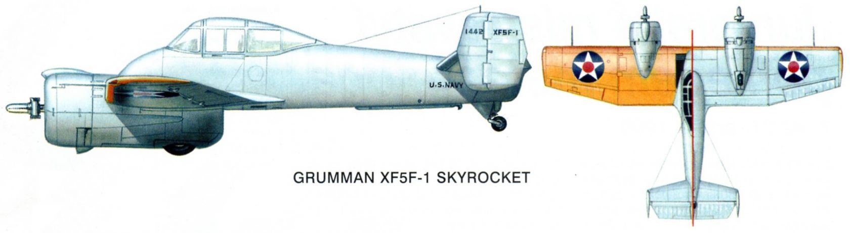 вариант окраски прототипа палубного истребителя Grumman XF5F-1 Skyrocket