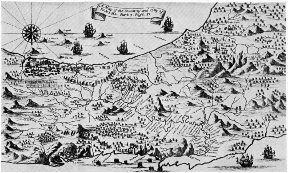 Карта Панамского перешейка в XVI веке