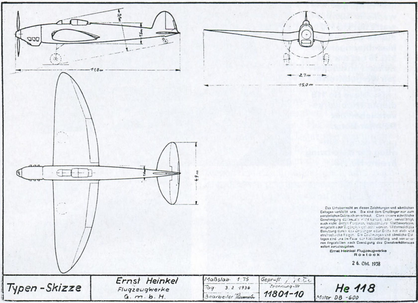 Опытные пикирующие бомбардировщики Heinkel He 118. Германия