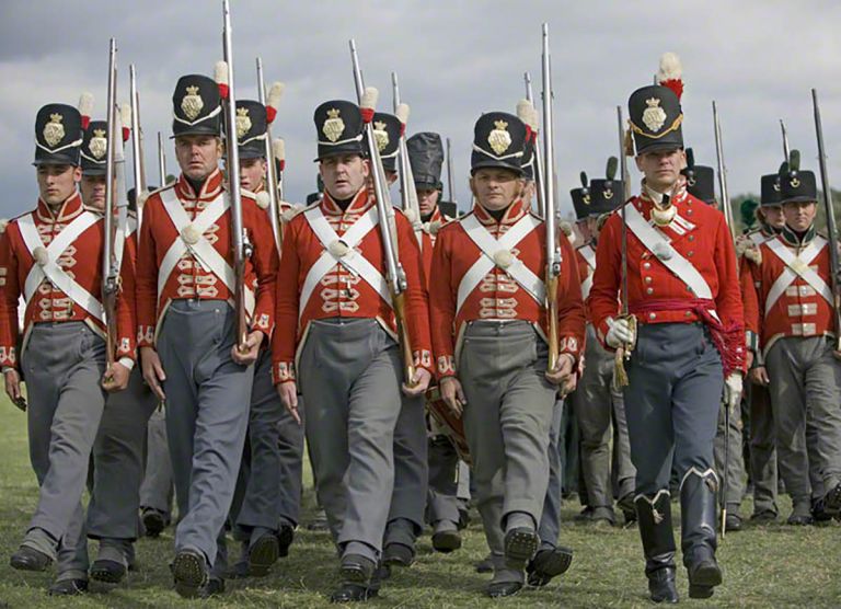 Английские пехотинцы в битве при Ватерлоо. Современная реконструкция