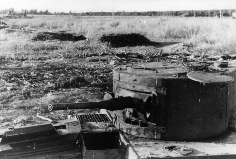 Корпус и башня Т-46-1, который использовался как неподвижная огневая точка, 1941 год