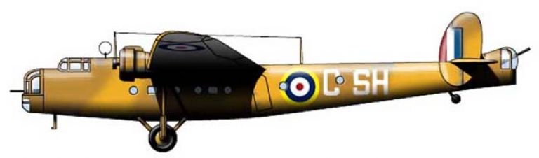 вариант окраски ночных бомбардировщиков и военно-транспортных самолетов Bristol Type 130A Bombay Mk I