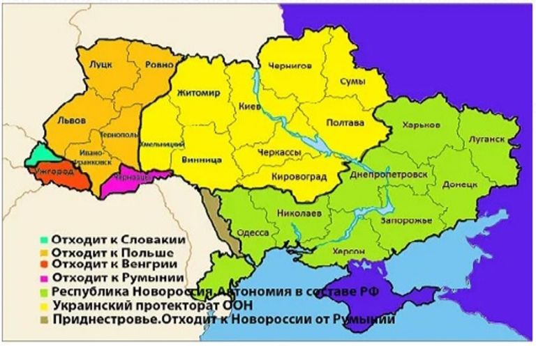 Карта возможного раздела Украины