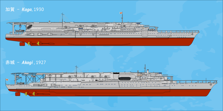 Хотите довести идею до полного абсурда — обращайтесь к японцам! Справедливости ради, они быстро всё поняли и вскоре перестроили «Акаги» и «Кага» на классическую «однопалубную» схему. В отличие от британцев