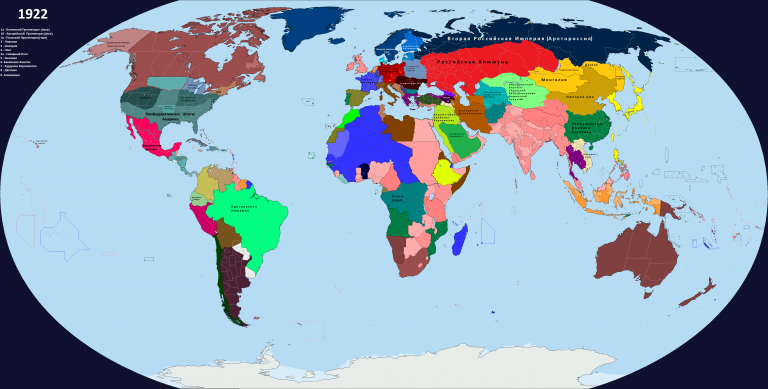 Карта мира на 1922 год