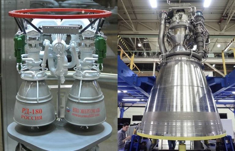 Российский двигатель РД-180 и американский BE-4, работающий на топливной паре метан + кислород