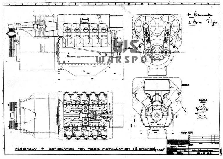 Мотор Porsche Typ 101/4 в паре с генератором. Этот двигатель являлся основным для VK 45.02 (P), он же стал одним из его могильщиков