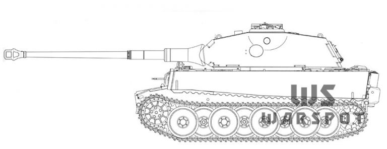 Как ни странно, но первоначально VK 45.02 (H) выглядел подобным образом. Именно так схематично он выглядит на эскизе W 1461