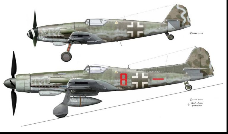 Профиль истребителя Messerschmitt Bf.109K-26 по сравнению со стандартным 109-м