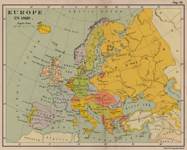 Карта Европы в 1920 году