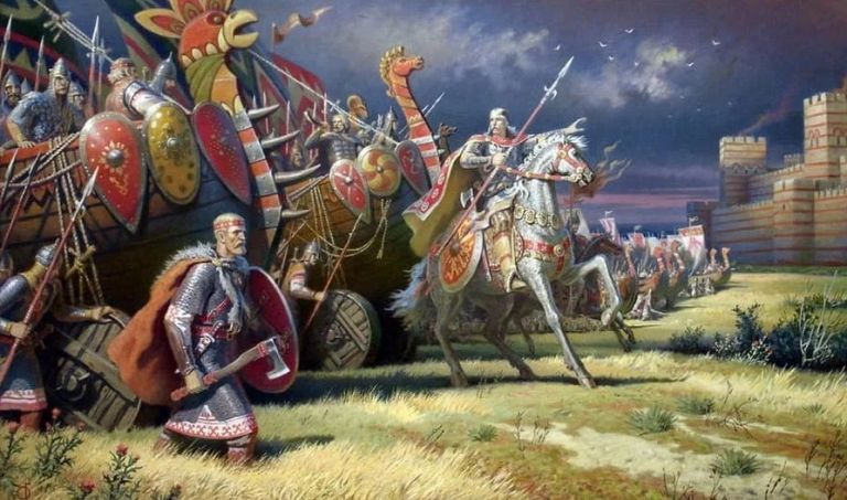 За несколько десятилетий до Игоря поход на Константинополь предпринял князь Олег. И повесил щит на вратах Царьграда.